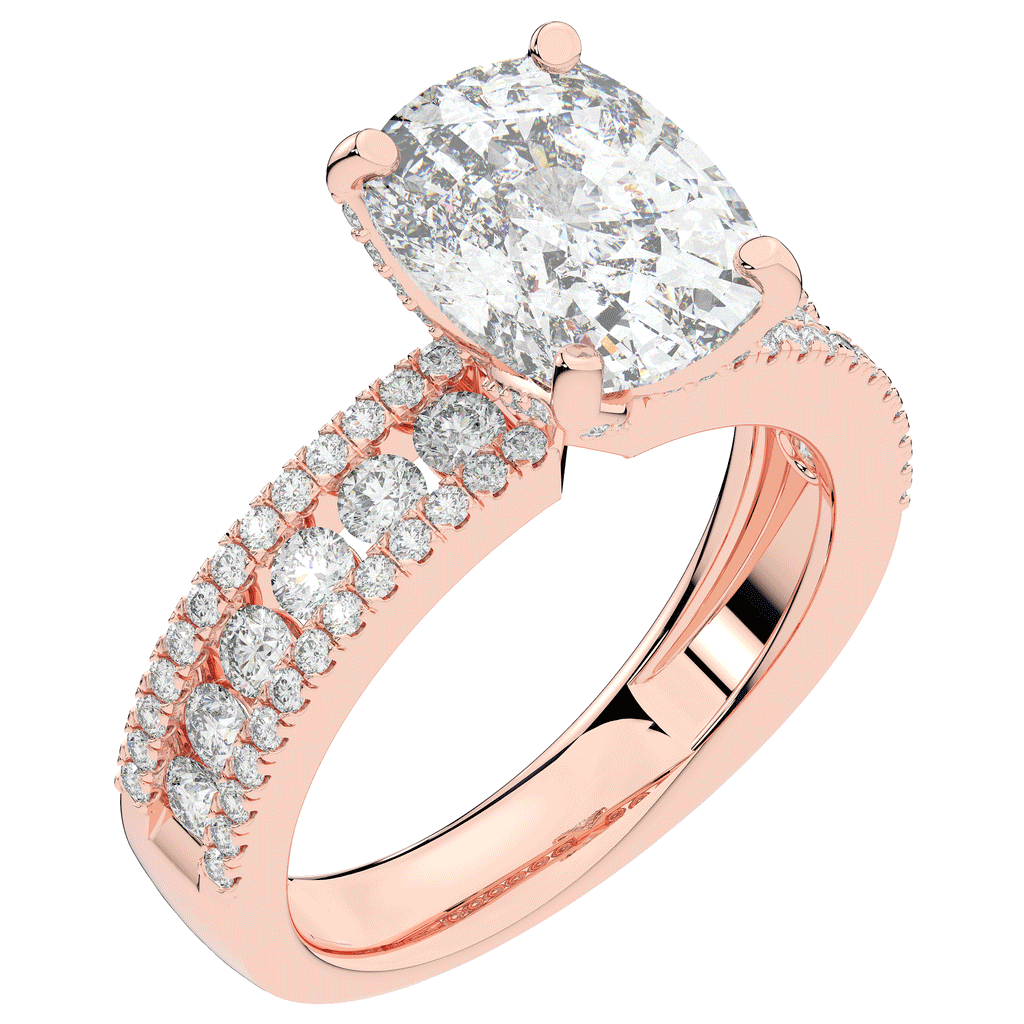 3.95CT.TW CUSHION LAB DIAMOND SOLITAIRE ENGAGEMENT RING - Nazarelle
