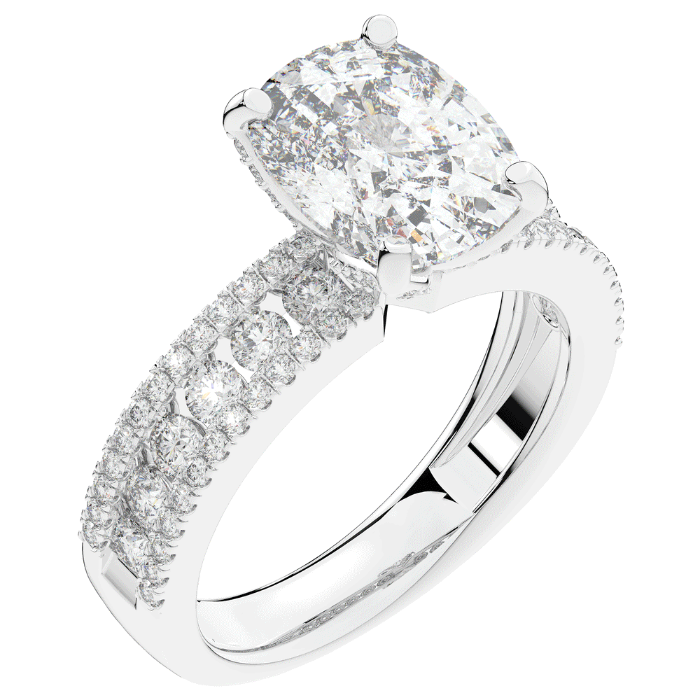 3.95CT.TW CUSHION LAB DIAMOND SOLITAIRE ENGAGEMENT RING - Nazarelle