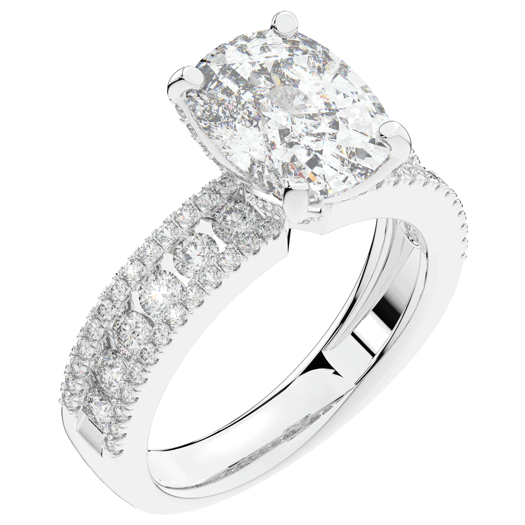 3.95CT.TW CUSHION LAB DIAMOND SOLITAIRE ENGAGEMENT RING - Nazarelle