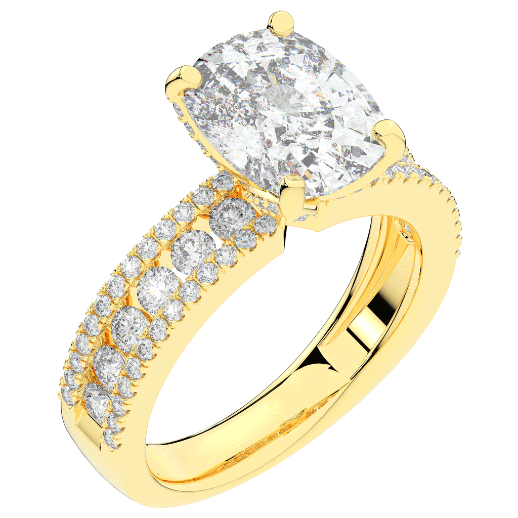 3.95CT.TW CUSHION LAB DIAMOND SOLITAIRE ENGAGEMENT RING - Nazarelle