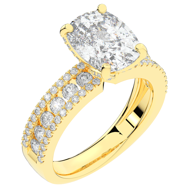 3.95CT.TW CUSHION LAB DIAMOND SOLITAIRE ENGAGEMENT RING - Nazarelle