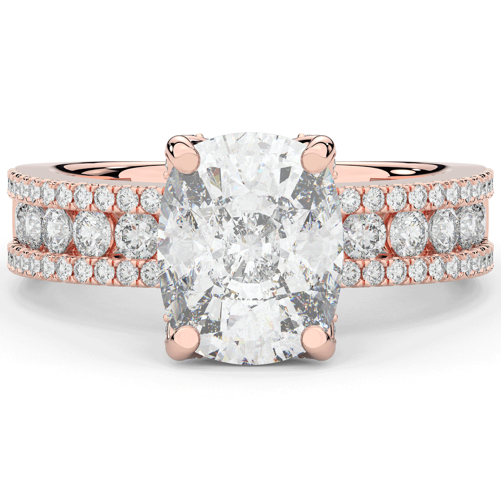 3.95CT.TW CUSHION LAB DIAMOND SOLITAIRE ENGAGEMENT RING - Nazarelle