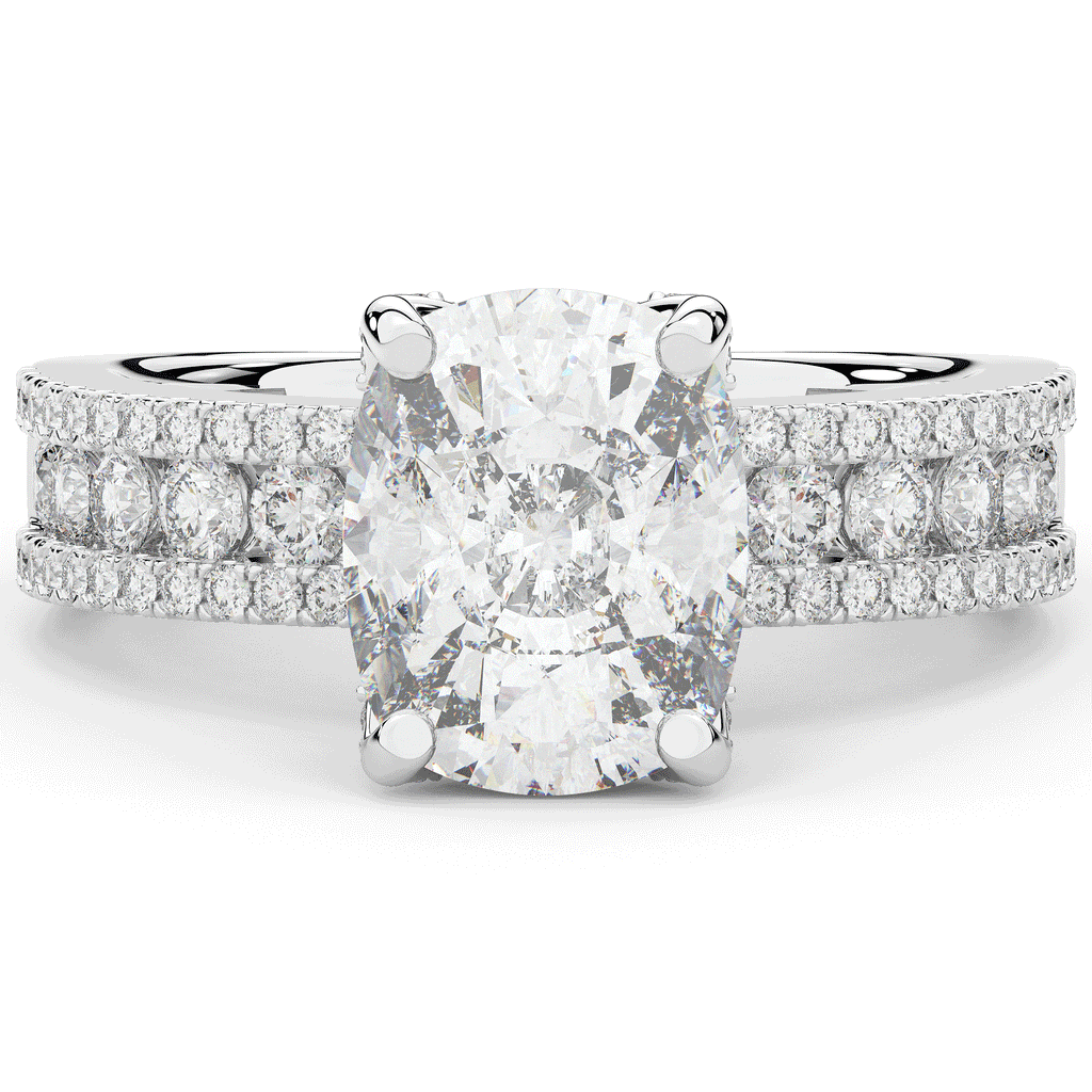3.95CT.TW CUSHION LAB DIAMOND SOLITAIRE ENGAGEMENT RING - Nazarelle