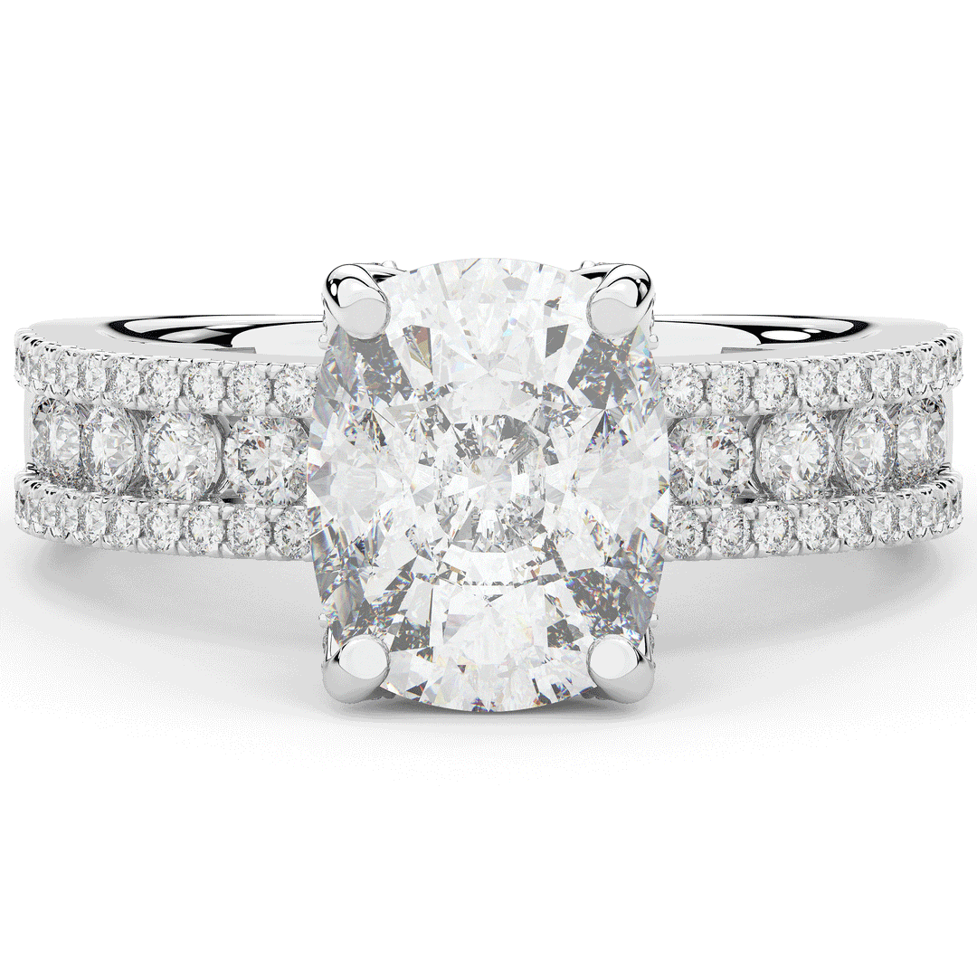 3.95CT.TW CUSHION LAB DIAMOND SOLITAIRE ENGAGEMENT RING - Nazarelle