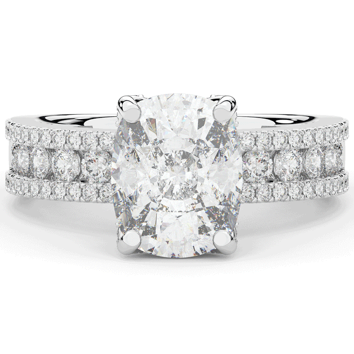 3.95CT.TW CUSHION LAB DIAMOND SOLITAIRE ENGAGEMENT RING - Nazarelle
