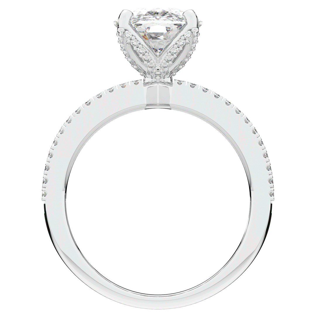 3.95CT.TW CUSHION LAB DIAMOND SOLITAIRE ENGAGEMENT RING - Nazarelle