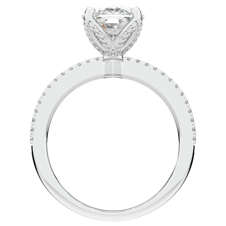 3.95CT.TW CUSHION LAB DIAMOND SOLITAIRE ENGAGEMENT RING - Nazarelle