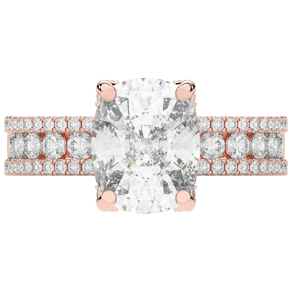 3.95CT.TW CUSHION LAB DIAMOND SOLITAIRE ENGAGEMENT RING - Nazarelle