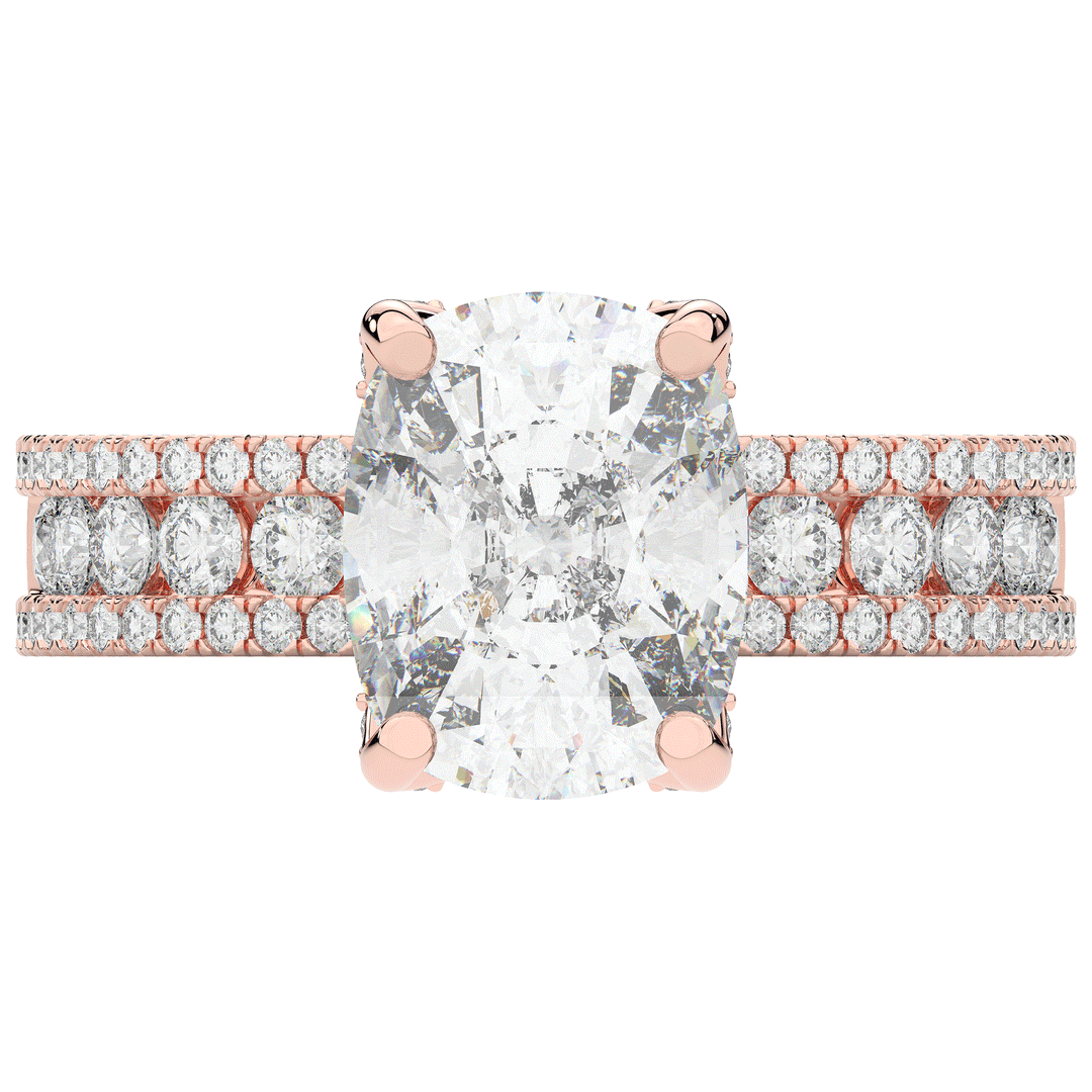 3.95CT.TW CUSHION LAB DIAMOND SOLITAIRE ENGAGEMENT RING - Nazarelle