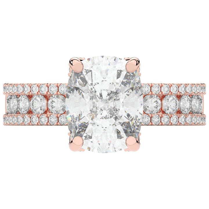3.95CT.TW CUSHION LAB DIAMOND SOLITAIRE ENGAGEMENT RING - Nazarelle