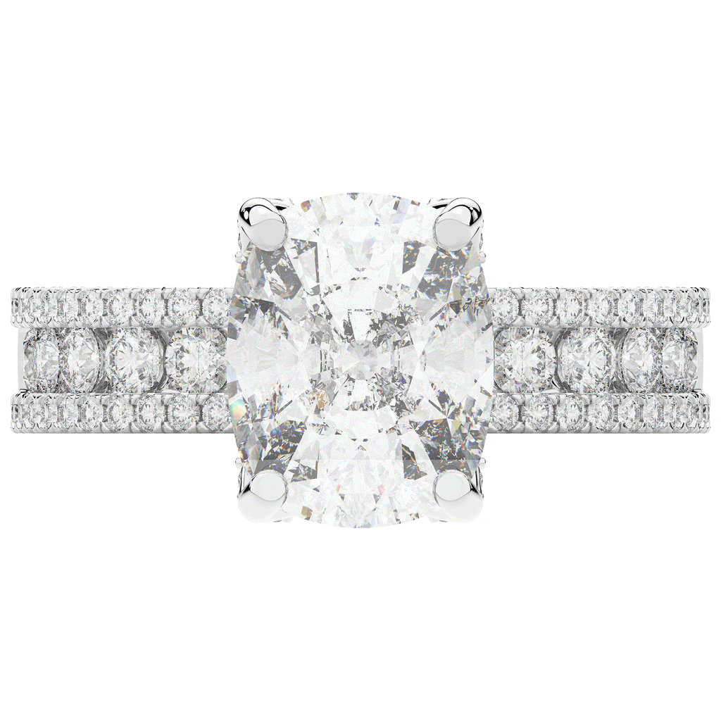3.95CT.TW CUSHION LAB DIAMOND SOLITAIRE ENGAGEMENT RING - Nazarelle
