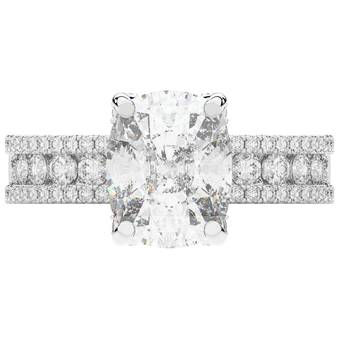 3.95CT.TW CUSHION LAB DIAMOND SOLITAIRE ENGAGEMENT RING - Nazarelle