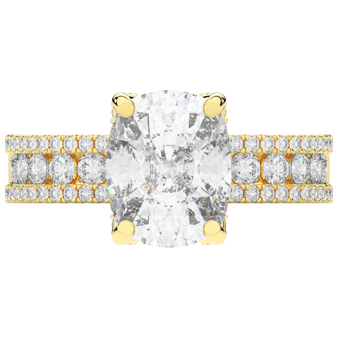 3.95CT.TW CUSHION LAB DIAMOND SOLITAIRE ENGAGEMENT RING - Nazarelle