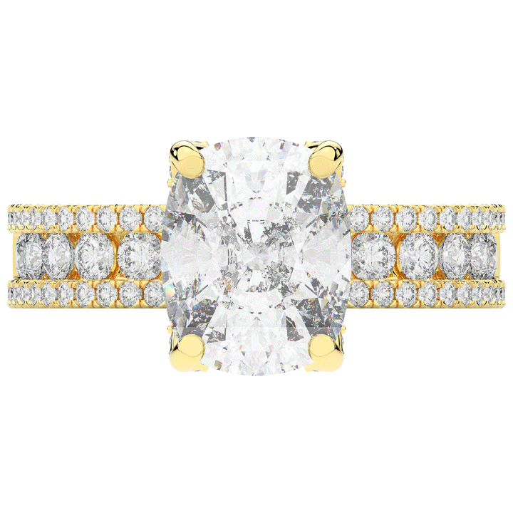 3.95CT.TW CUSHION LAB DIAMOND SOLITAIRE ENGAGEMENT RING - Nazarelle
