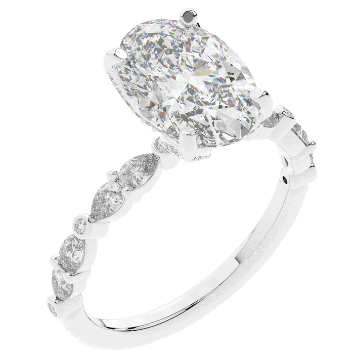 3.60CT.TW OVAL LAB DIAMOND SOLITAIRE ENGAGEMENT RING - Nazarelle