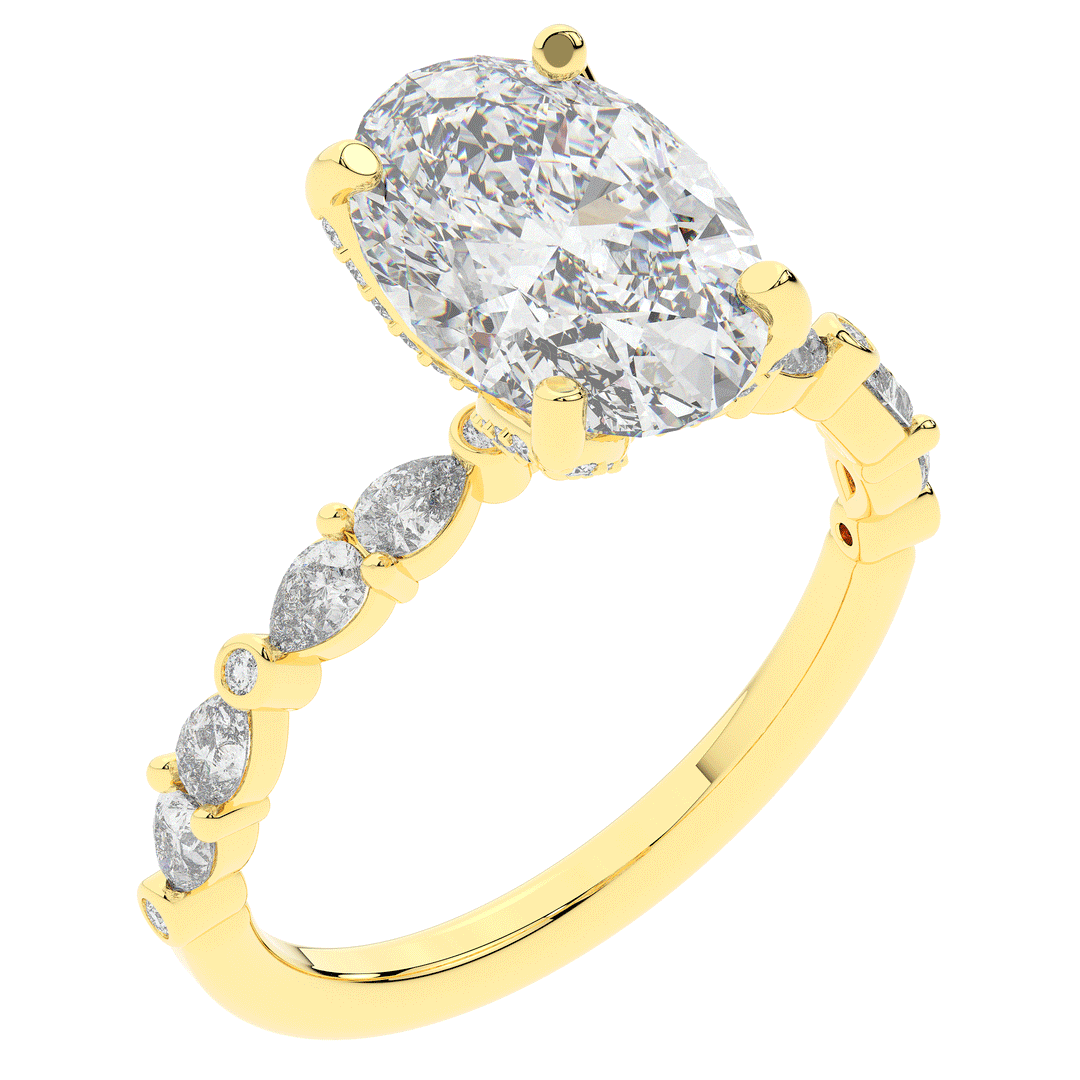 3.60CT.TW OVAL LAB DIAMOND SOLITAIRE ENGAGEMENT RING - Nazarelle