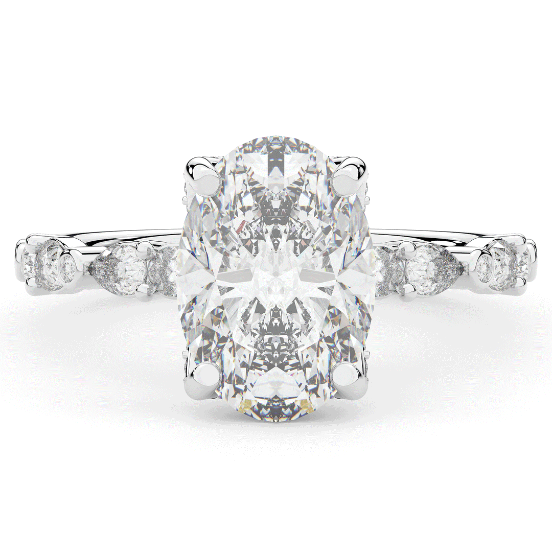 3.60CT.TW OVAL LAB DIAMOND SOLITAIRE ENGAGEMENT RING - Nazarelle