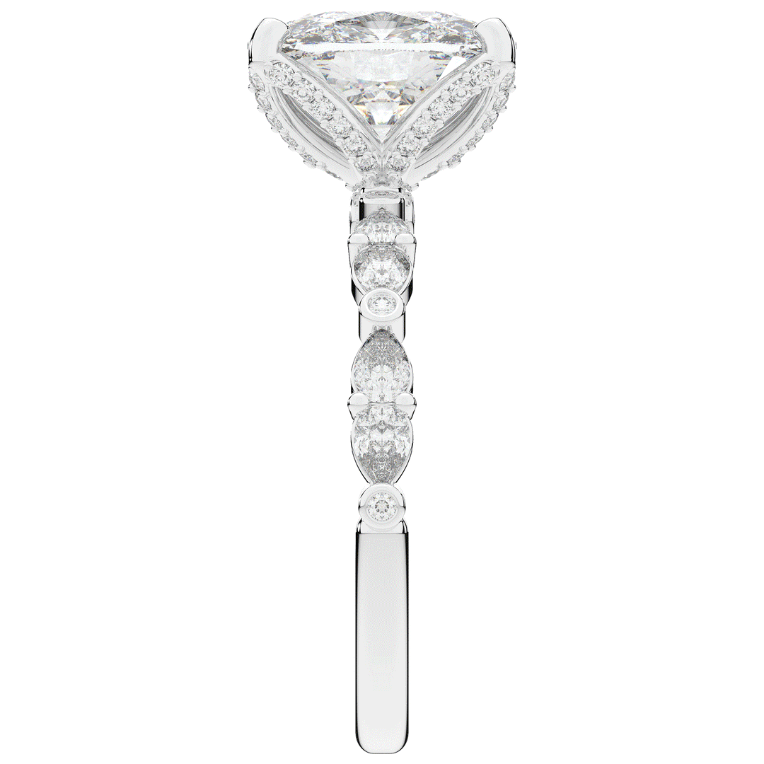 3.60CT.TW CUSHION LAB DIAMOND SOLITAIRE ENGAGEMENT RING - Nazarelle