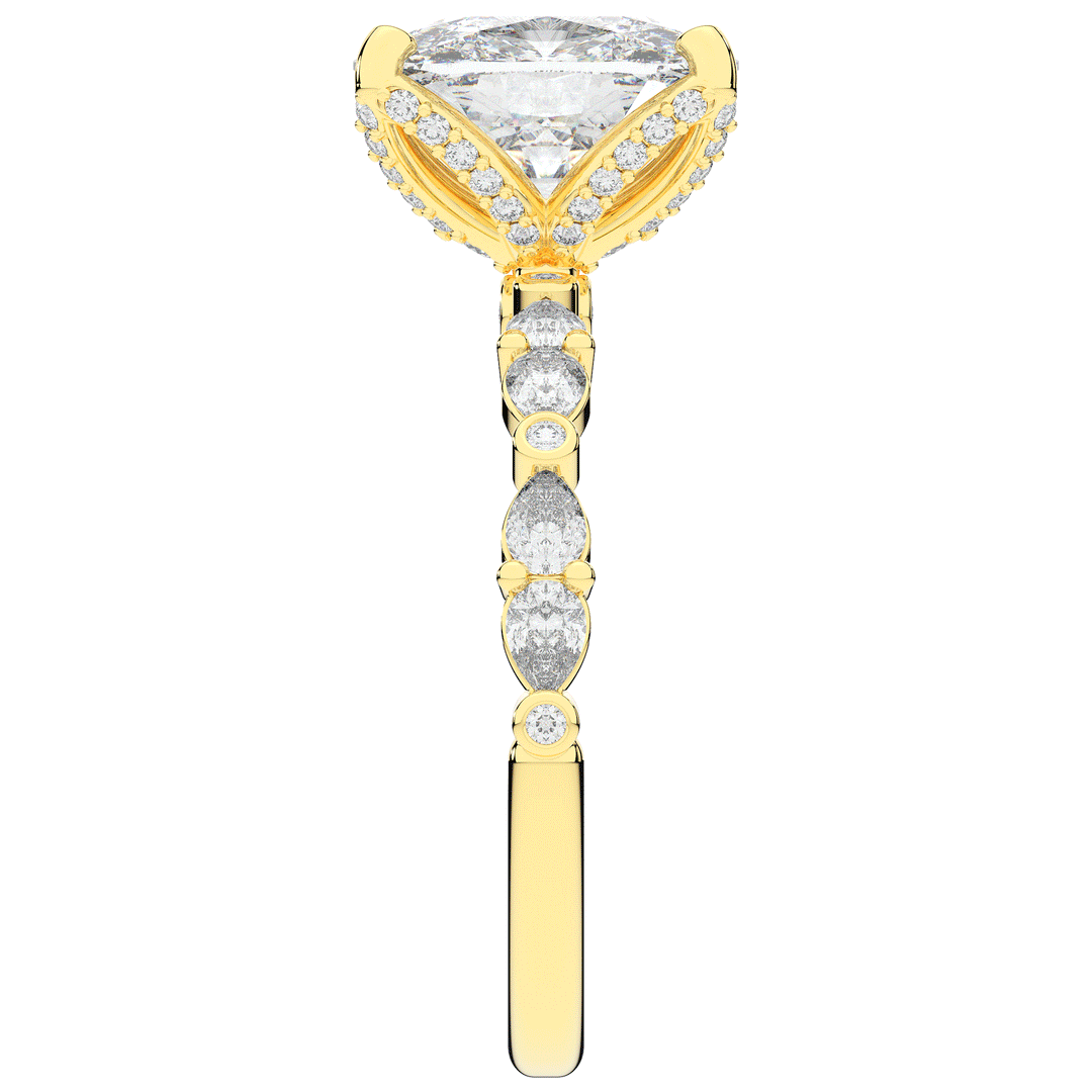 3.60CT.TW CUSHION LAB DIAMOND SOLITAIRE ENGAGEMENT RING - Nazarelle