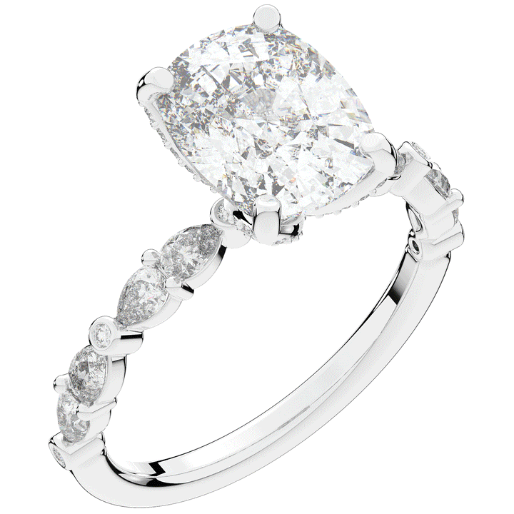 3.60CT.TW CUSHION LAB DIAMOND SOLITAIRE ENGAGEMENT RING - Nazarelle