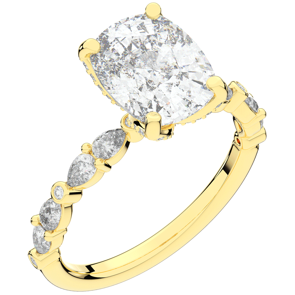 3.60CT.TW CUSHION LAB DIAMOND SOLITAIRE ENGAGEMENT RING - Nazarelle