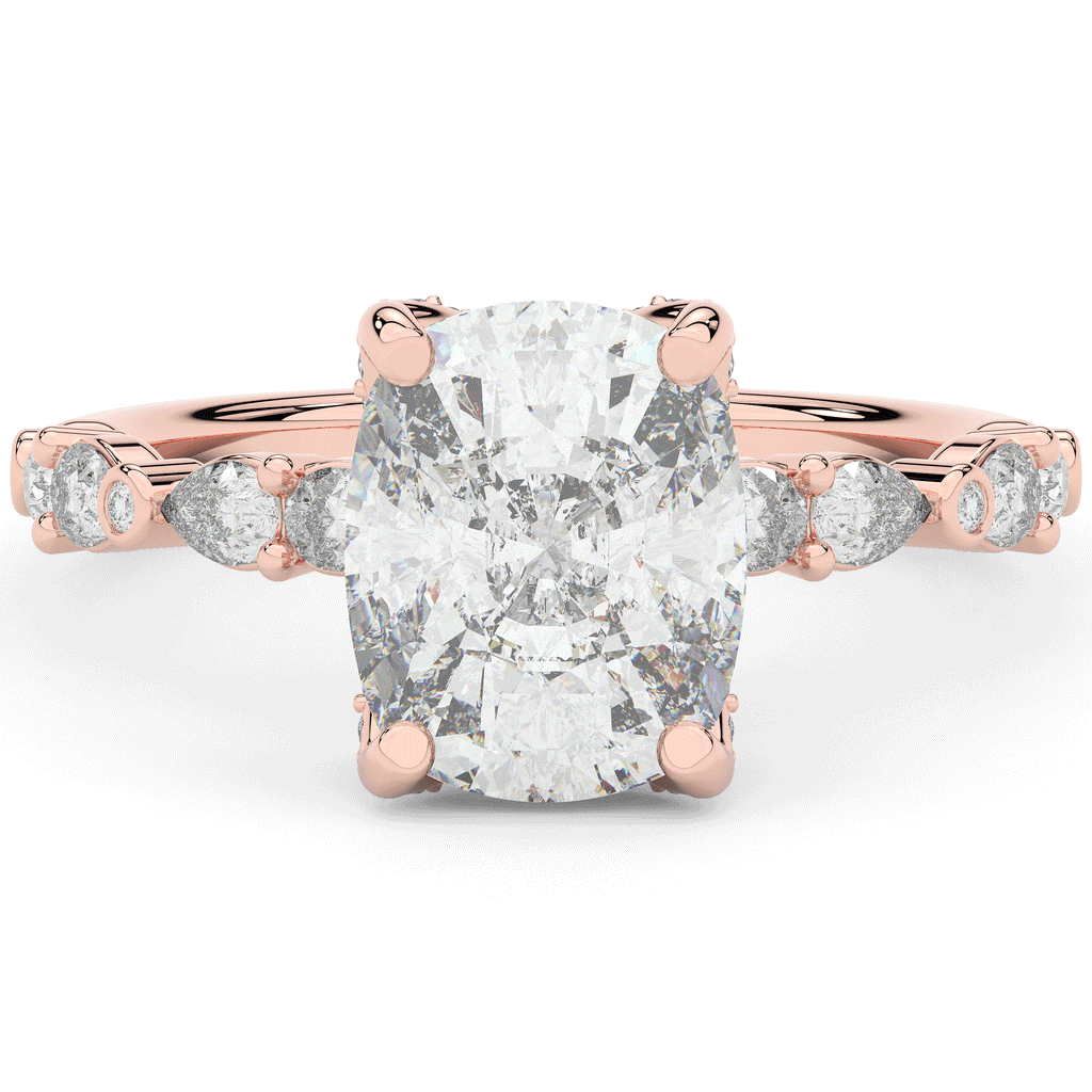 3.60CT.TW CUSHION LAB DIAMOND SOLITAIRE ENGAGEMENT RING - Nazarelle