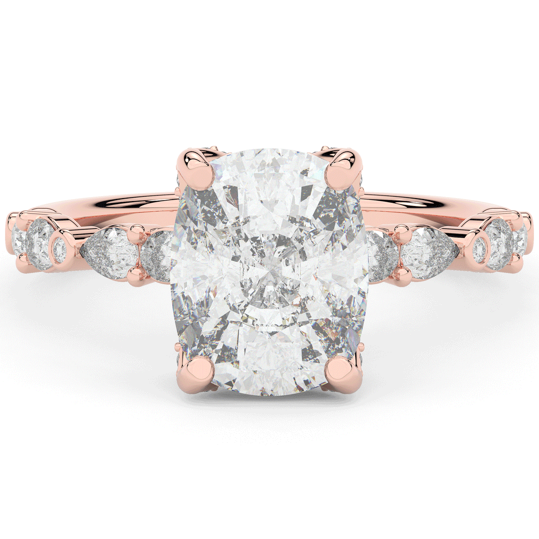 3.60CT.TW CUSHION LAB DIAMOND SOLITAIRE ENGAGEMENT RING - Nazarelle