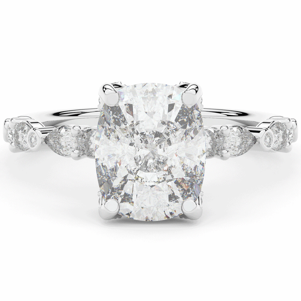 3.60CT.TW CUSHION LAB DIAMOND SOLITAIRE ENGAGEMENT RING - Nazarelle