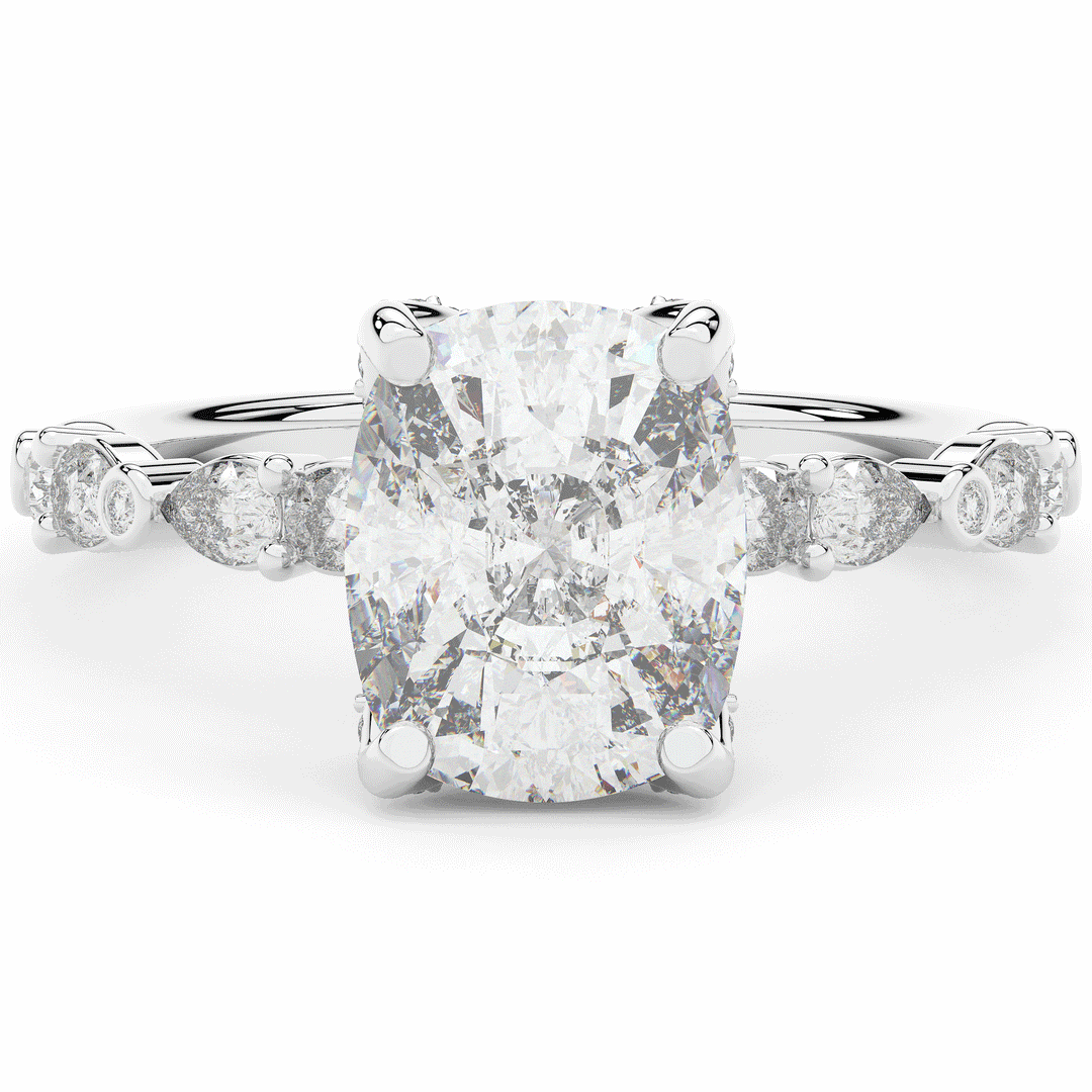 3.60CT.TW CUSHION LAB DIAMOND SOLITAIRE ENGAGEMENT RING - Nazarelle