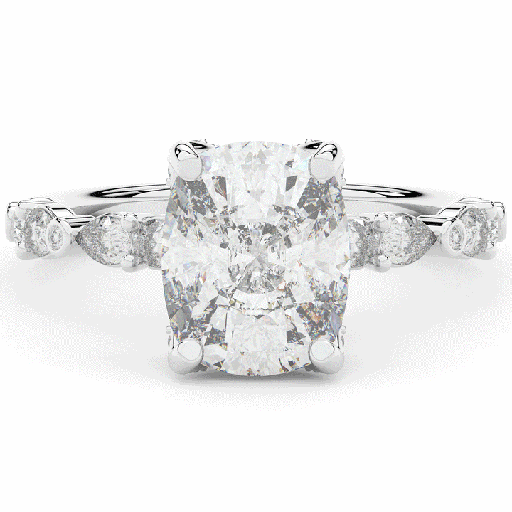 3.60CT.TW CUSHION LAB DIAMOND SOLITAIRE ENGAGEMENT RING - Nazarelle
