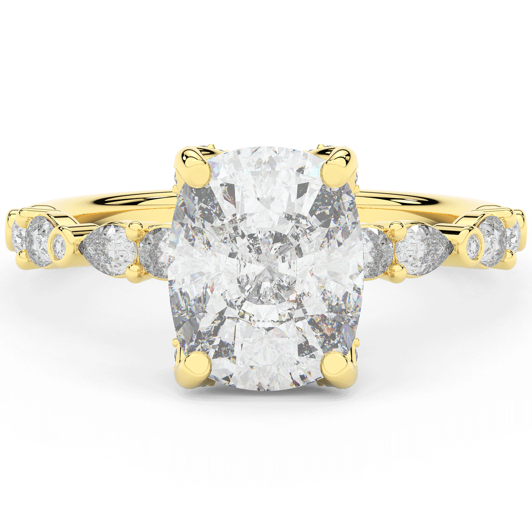 3.60CT.TW CUSHION LAB DIAMOND SOLITAIRE ENGAGEMENT RING - Nazarelle
