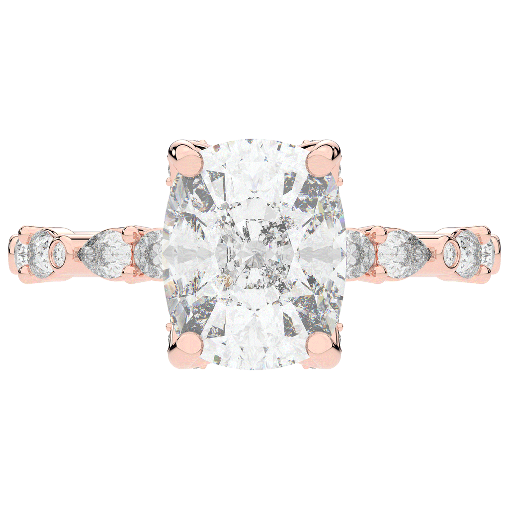 3.60CT.TW CUSHION LAB DIAMOND SOLITAIRE ENGAGEMENT RING - Nazarelle