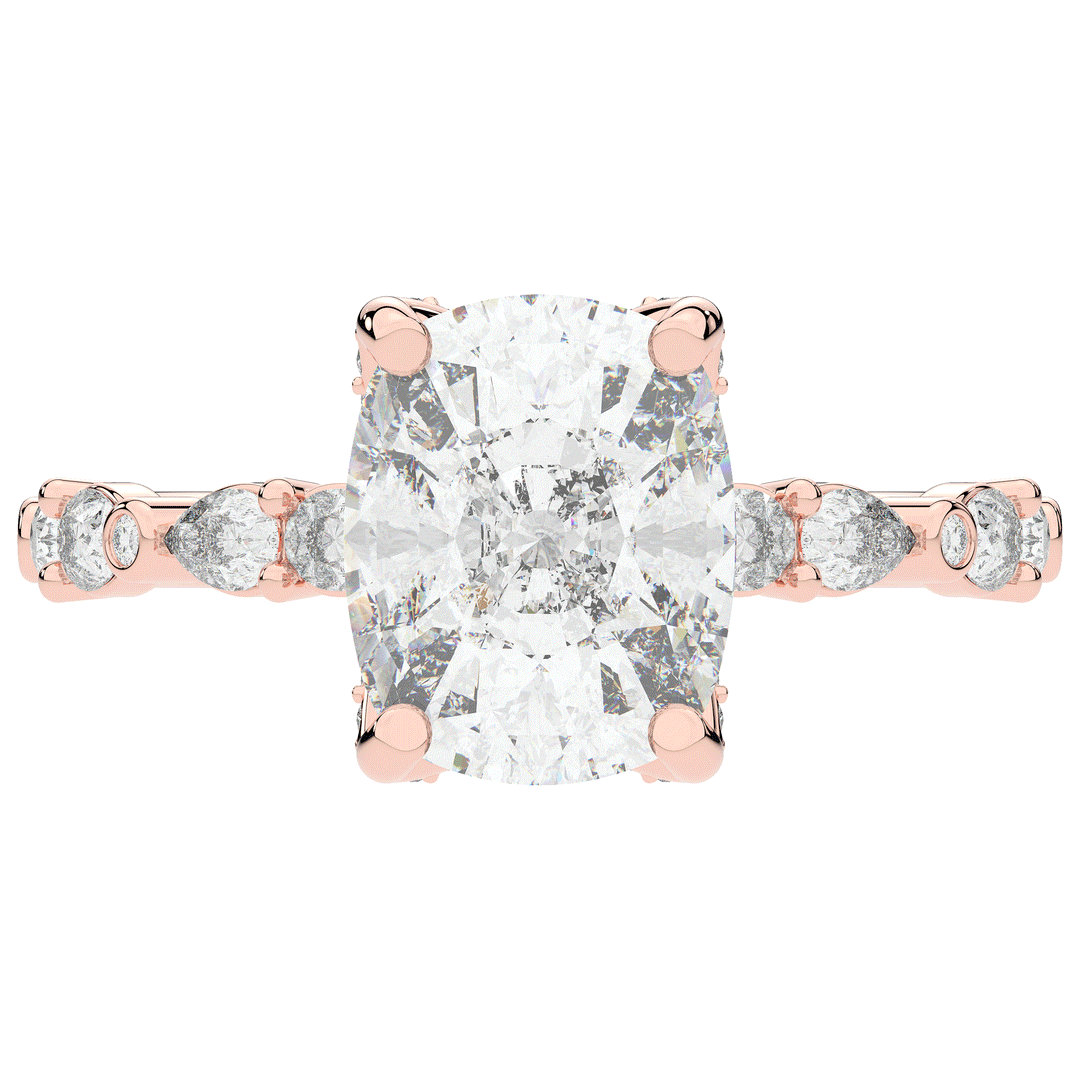 3.60CT.TW CUSHION LAB DIAMOND SOLITAIRE ENGAGEMENT RING - Nazarelle