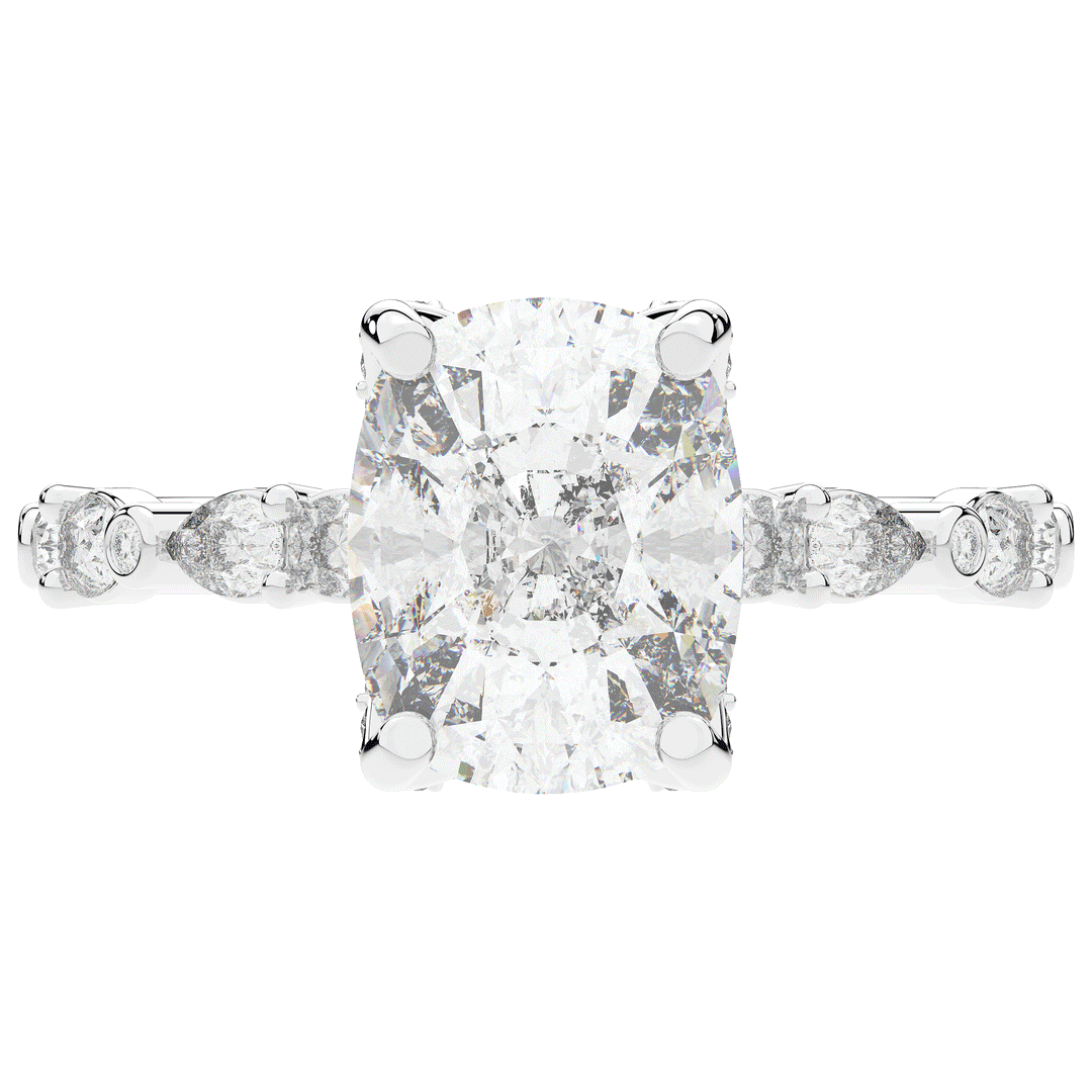 3.60CT.TW CUSHION LAB DIAMOND SOLITAIRE ENGAGEMENT RING - Nazarelle