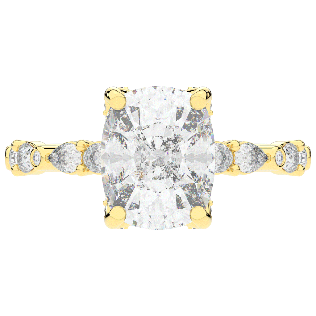 3.60CT.TW CUSHION LAB DIAMOND SOLITAIRE ENGAGEMENT RING - Nazarelle