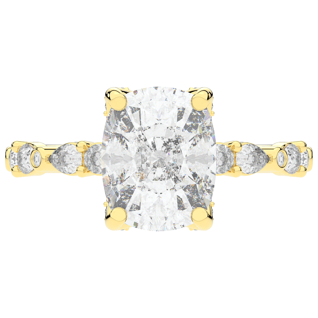 3.60CT.TW CUSHION LAB DIAMOND SOLITAIRE ENGAGEMENT RING - Nazarelle