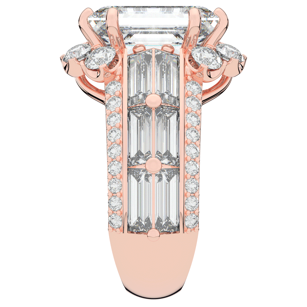 8.25CT.TW EMERALD CUT LAB DIAMOND HALO ENGAGEMENT RING - Nazarelle