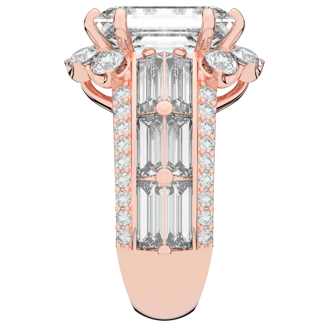 8.25CT.TW EMERALD CUT LAB DIAMOND HALO ENGAGEMENT RING - Nazarelle