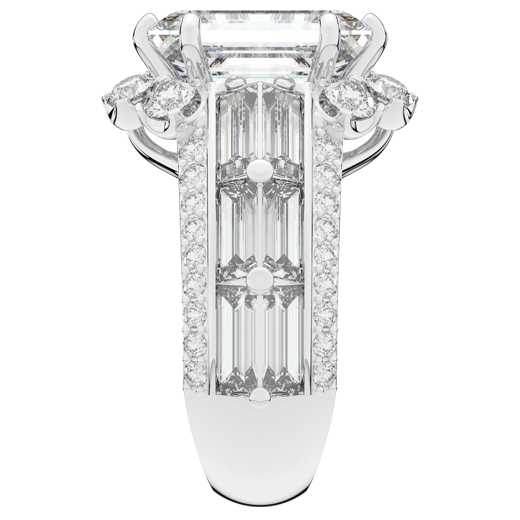 8.25CT.TW EMERALD CUT LAB DIAMOND HALO ENGAGEMENT RING - Nazarelle