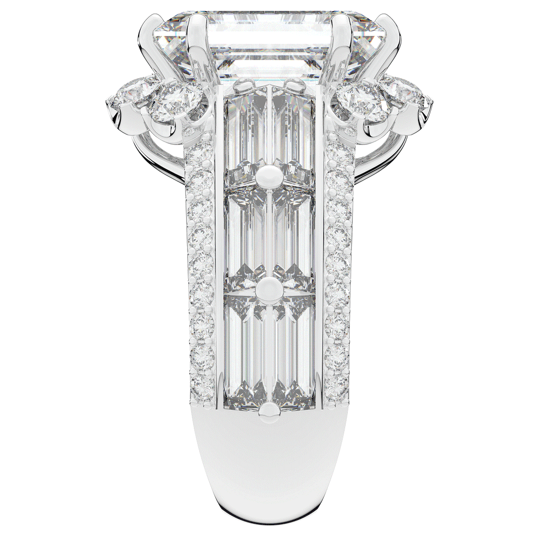 8.25CT.TW EMERALD CUT LAB DIAMOND HALO ENGAGEMENT RING - Nazarelle