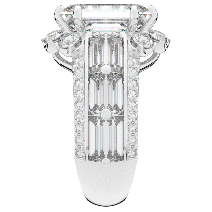 8.25CT.TW EMERALD CUT LAB DIAMOND HALO ENGAGEMENT RING - Nazarelle