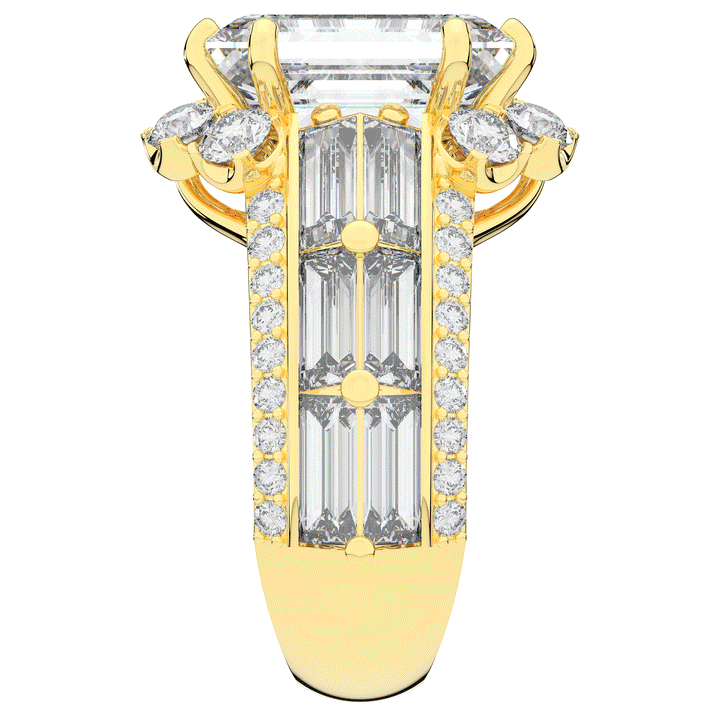 8.25CT.TW EMERALD CUT LAB DIAMOND HALO ENGAGEMENT RING - Nazarelle