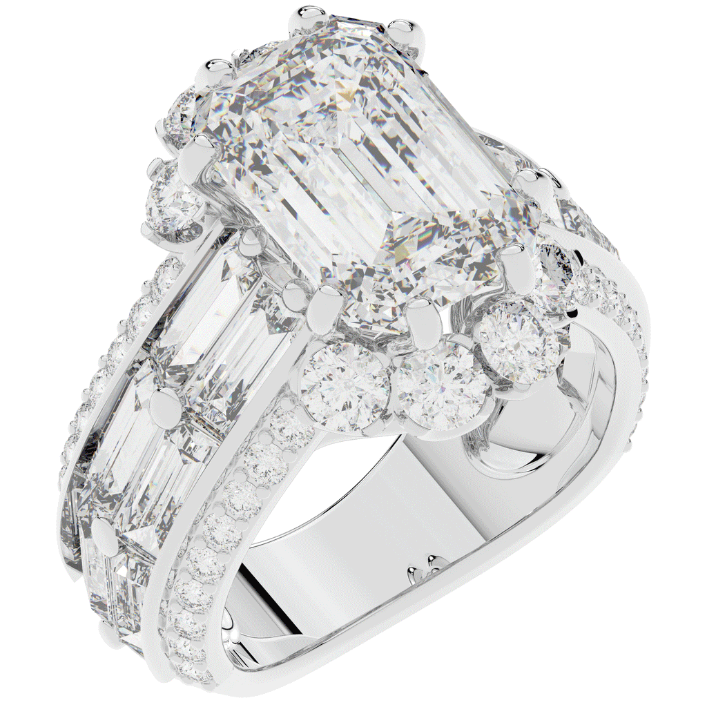 8.25CT.TW EMERALD CUT LAB DIAMOND HALO ENGAGEMENT RING - Nazarelle