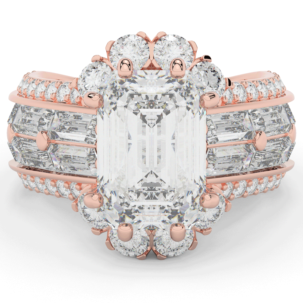 8.25CT.TW EMERALD CUT LAB DIAMOND HALO ENGAGEMENT RING - Nazarelle
