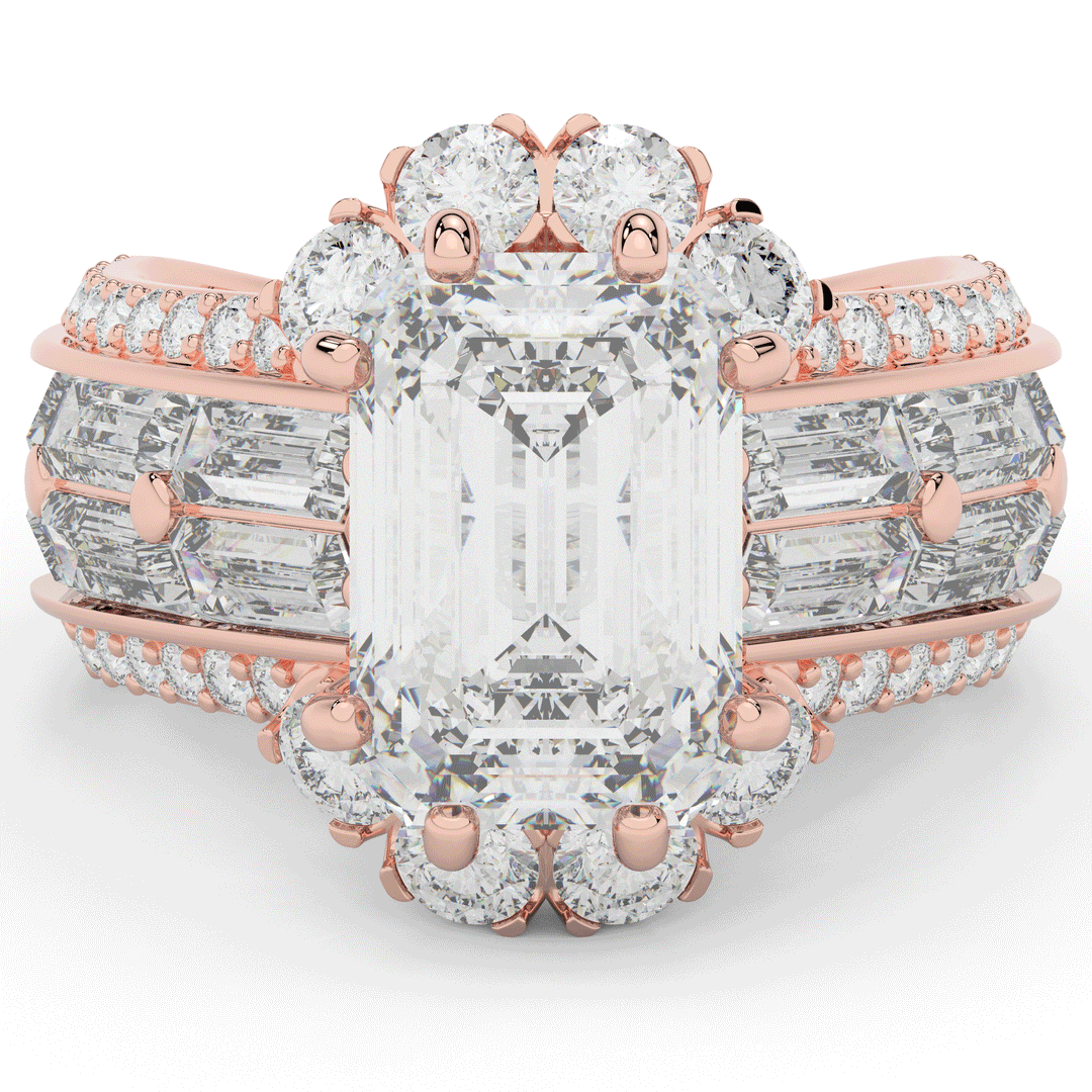 8.25CT.TW EMERALD CUT LAB DIAMOND HALO ENGAGEMENT RING - Nazarelle