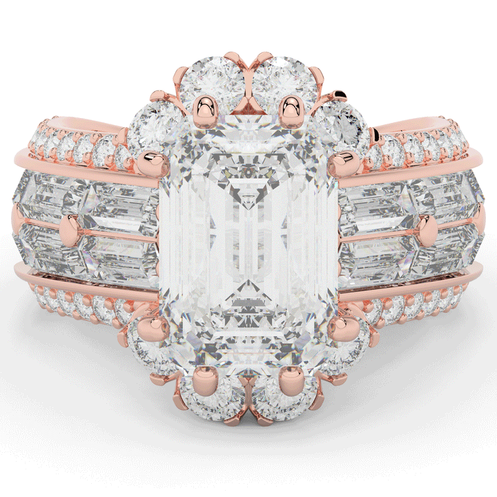 8.25CT.TW EMERALD CUT LAB DIAMOND HALO ENGAGEMENT RING - Nazarelle