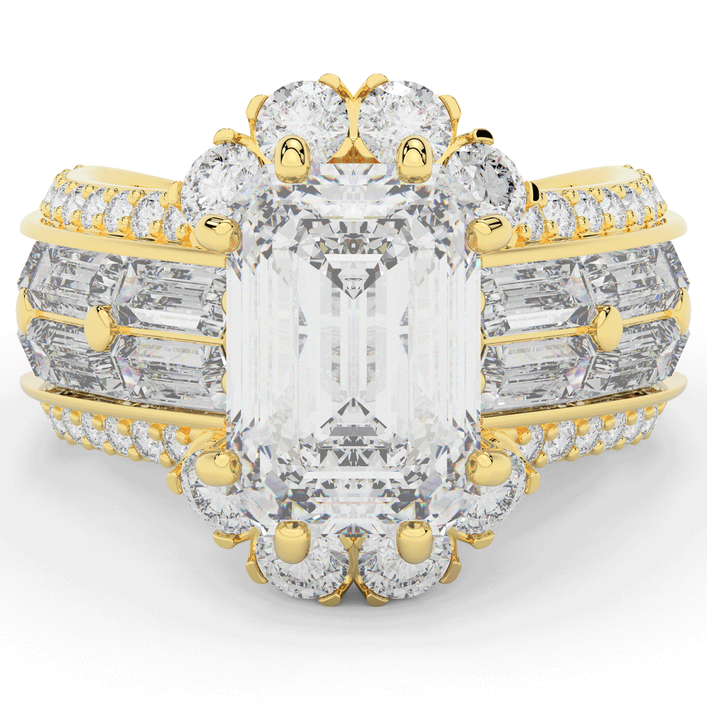 8.25CT.TW EMERALD CUT LAB DIAMOND HALO ENGAGEMENT RING - Nazarelle