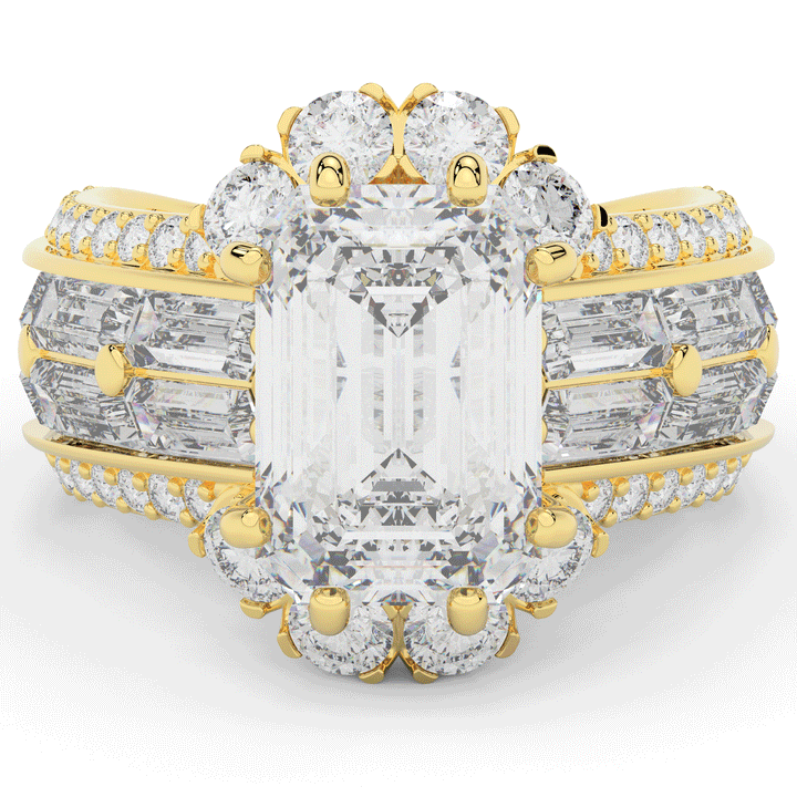 8.25CT.TW EMERALD CUT LAB DIAMOND HALO ENGAGEMENT RING - Nazarelle