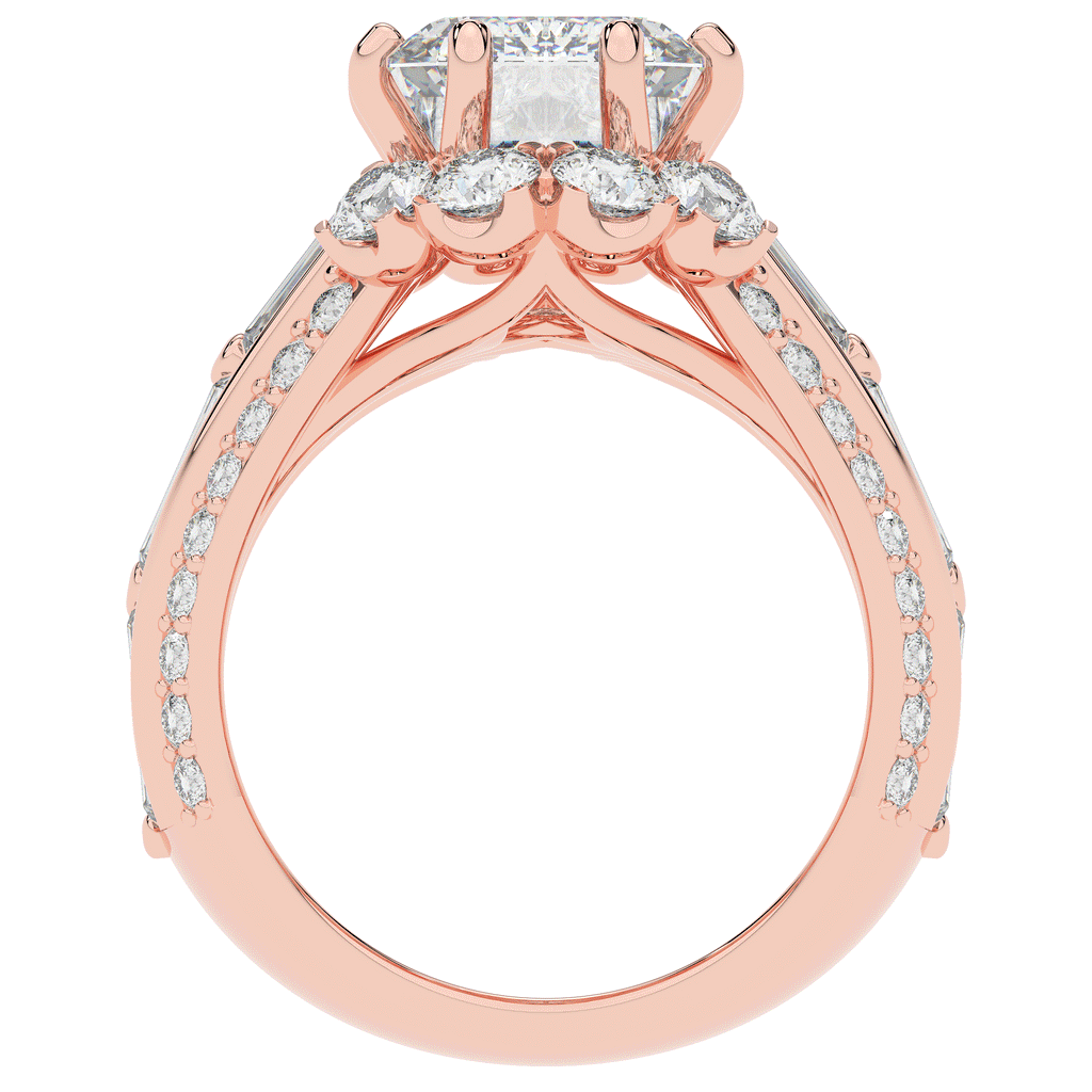 8.25CT.TW EMERALD CUT LAB DIAMOND HALO ENGAGEMENT RING - Nazarelle