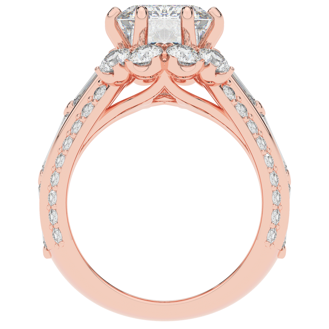 8.25CT.TW EMERALD CUT LAB DIAMOND HALO ENGAGEMENT RING - Nazarelle
